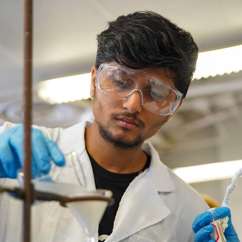Student working in a lab